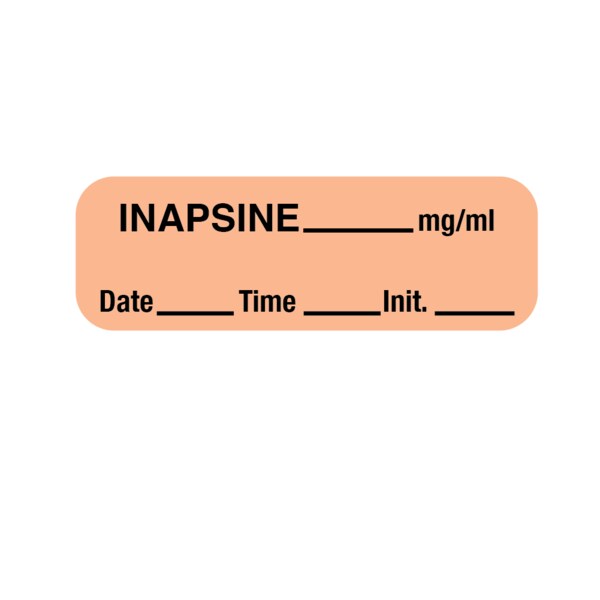 Nevs Label, Inapsine 1/2" x 1-1/2" Salmon w/Black LANT-2232D - main